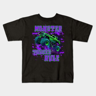 Monster Trucks Rule Kids T-Shirt